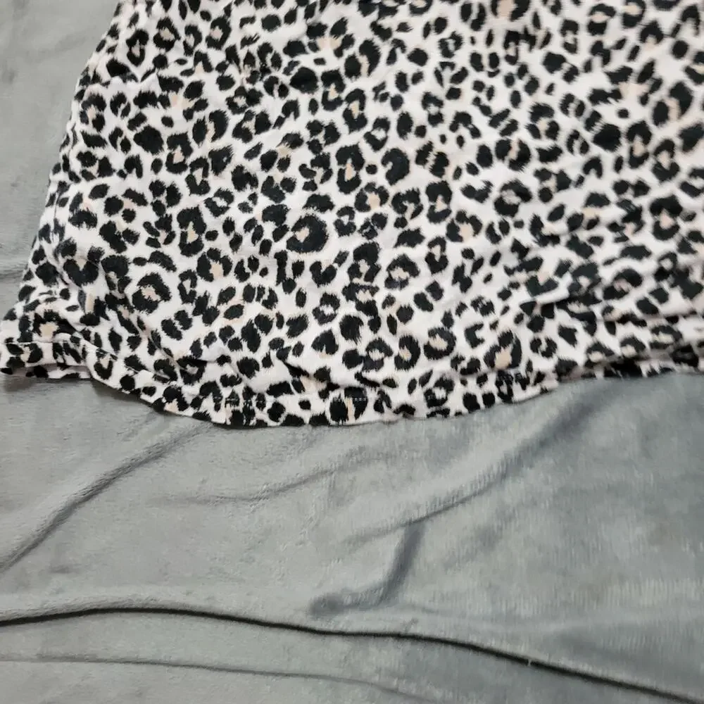 Old Navy Girls 3T Black‎ Beige Cheetah Linen Cap Sleeve Button Back Blouse Top